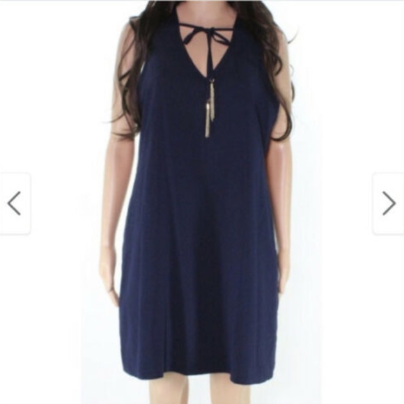 NWT Trina Turk Navy Shift Dress With Pockets - 2 - Picture 1 of 6